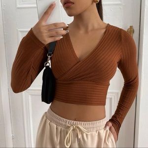 Brown Shein Cropped Longsleeve